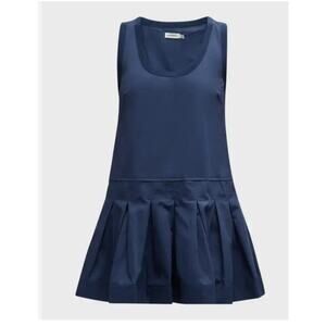 SIMKHAI Navy Pleated Drop Waist Sleeveless Dress XS NWT Cotton $345